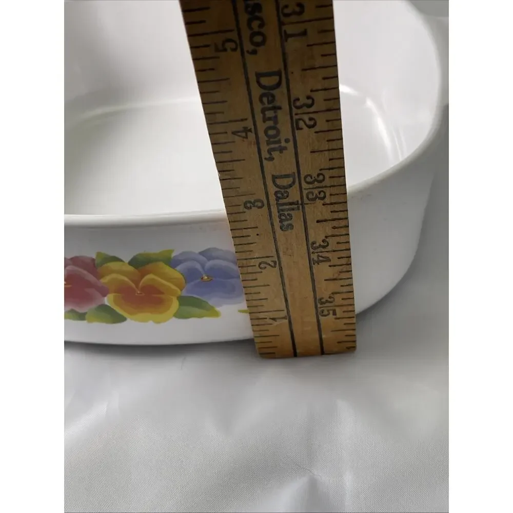 Corning Ware Baking Casserole Dish Summer Blush Pansy Square Floral Vintage